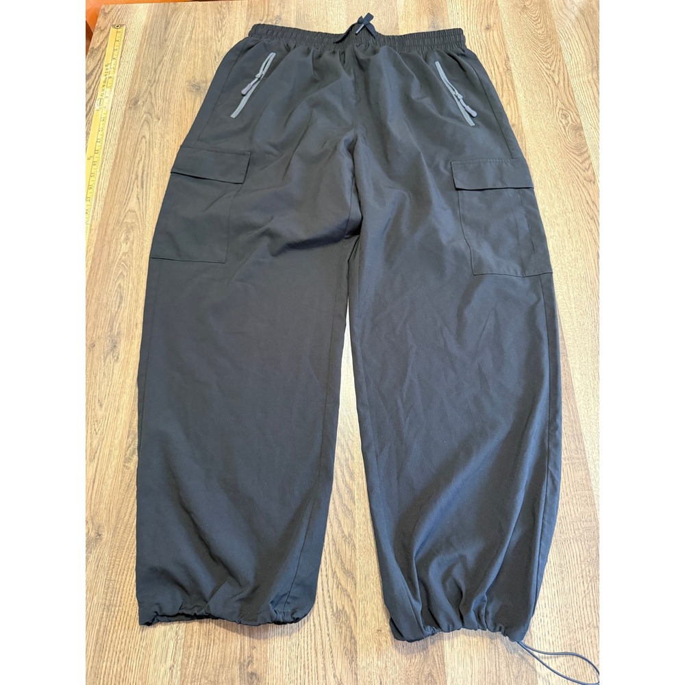 Farungs Cargo Pants Mens XXL Black Adult Techwear Gorpcore Drawstring Excellent